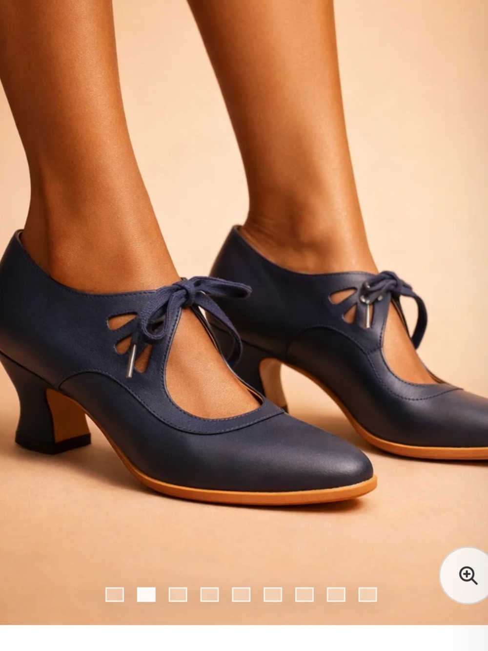 Navy Tie-Front Mary Jane Heels